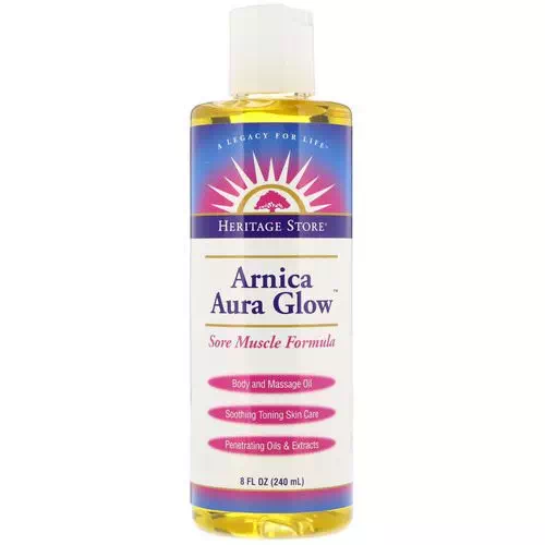 Heritage Store, Arnica Aura Glow, Body and Massage Oil, Sore Muscle Formula, 8 fl oz (240 ml) Review