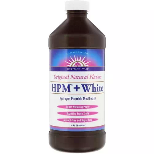 Heritage Store, HPM + White, Hydrogen Peroxide Mouthwash, Super Whitening Power, 16 fl oz (480 ml) Review