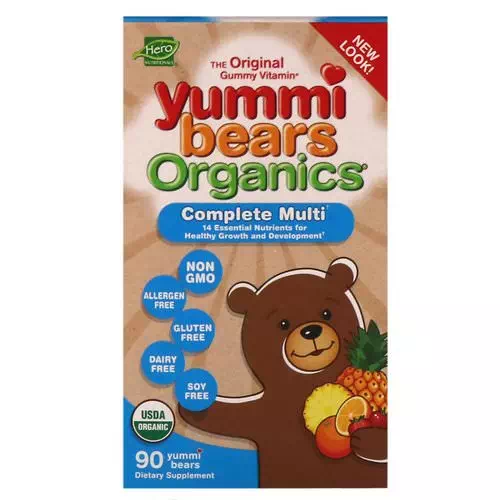 Hero Nutritional Products, Yummi Bears Organics, Complete Multi, Organic Fruit Flavors, 90 Yummi Bears Review