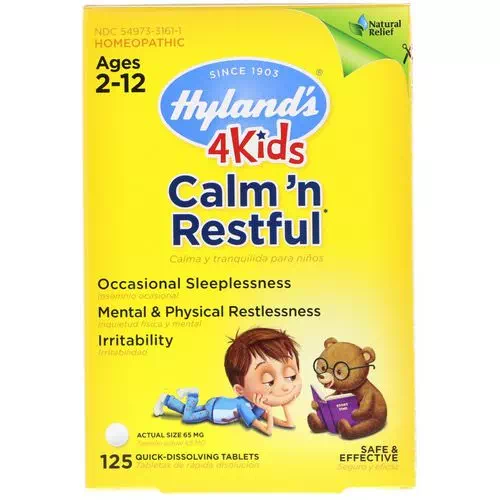 Hyland's, 4 Kids, Calm' n Restful, Ages 2-12, 125 Quick-Dissolving Tablets Review