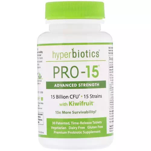 Hyperbiotics, PRO-15, Advanced Strength with Kiwifruit, 15 Billion CFU, 30 Patented Time-Release Tablets Review