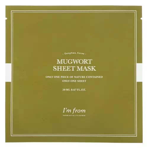 I'm From, Mugwort Sheet Mask, 1 Sheet, 0.67 fl oz (20 ml) Review