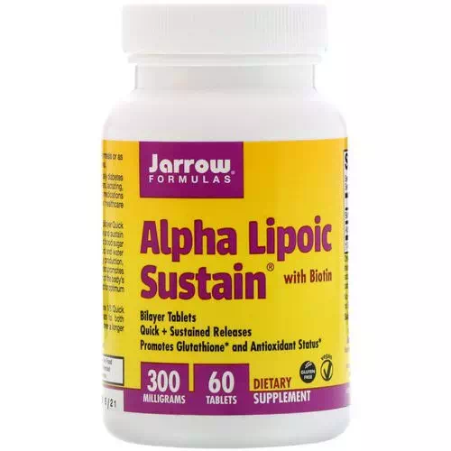 Jarrow Formulas, Alpha Lipoic Sustain 300, with Biotin, 300 mg, 60 Sustain Tablets Review
