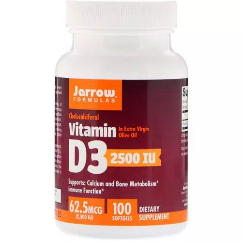 Jarrow Formulas, Vitamin D3, Cholecalciferol, 2,500 IU, 100 Softgels Review
