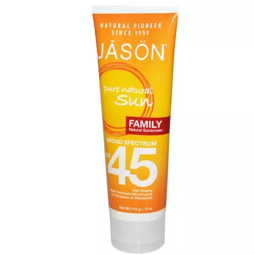 Jason Natural, Family, Natural Sunscreen, SPF 45, 4 oz (113 g) Review