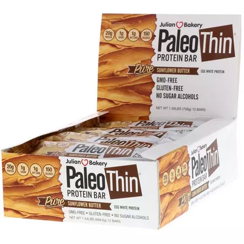 Julian Bakery, Paleo Protein Bar, Pure Sunflower Butter, 12 Bars, 2.05 oz (58.3 g) Each Review