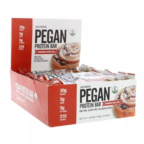 Julian Bakery, Pegan Protein Bar, Seed Protein, Cinnamon Raisin Roll, 12 Bars, 2.16 oz (61.5 g) Each Review