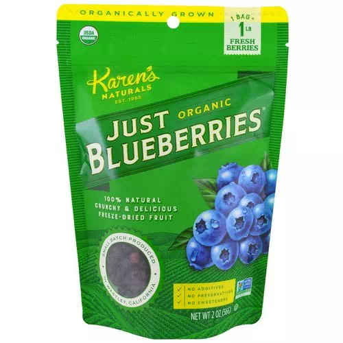Karen's Naturals, Organic Just Blueberries, Freeze-Dried Fruit, 2 oz (56 g) Review