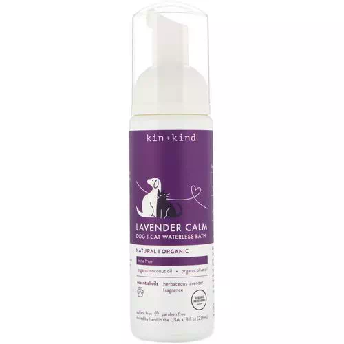 Kin+Kind, Lavender Calm, Dog and Cat Waterless Bath, Herbaceous Lavender, 8 fl oz (236 ml) Review