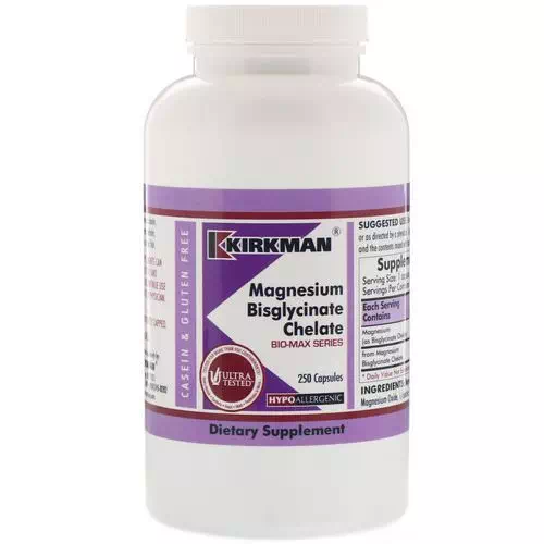 Kirkman Labs, Magnesium Bisglycinate Chelate, Bio-Max Series, 250 Capsules Review