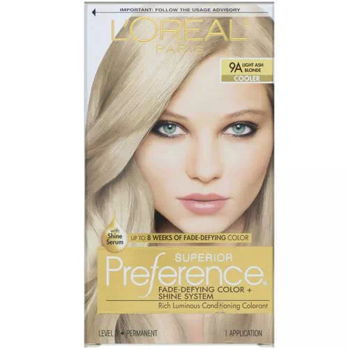 L'Oreal, Superior Preference, Fade-Defying Color + Shine System, Cooler. Light Ash Blonde 9A, 1 Application Review