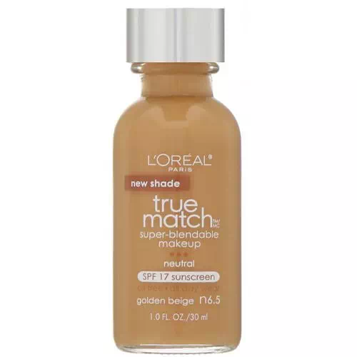 L'Oreal, True Match Super-Blendable Makeup, SPF 17, N6.5 Golden Beige, 1 fl oz (30 ml) Review
