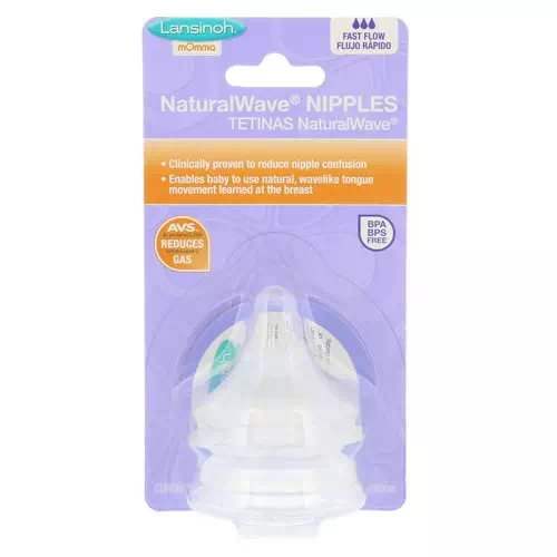 Lansinoh, mOmma, NaturalWave Nipples, Fast Flow, 2 Fast-Flow Nipples Review