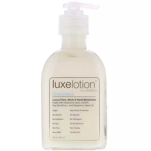 LuxeBeauty, Luxe Lotion, Luxury Face, Neck & Hand Moisturizer, Unscented, 8.5 fl oz (251 ml) Review