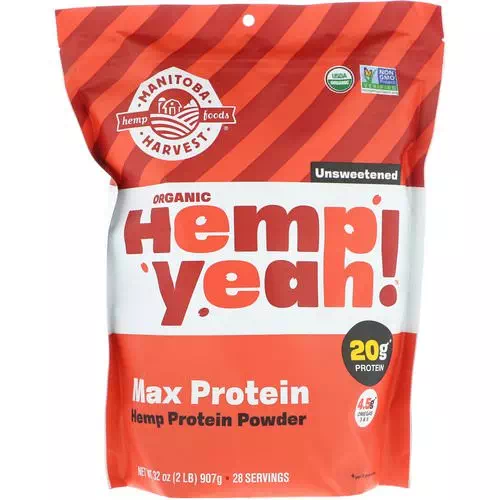 Manitoba Harvest, Organic, Hemp Yeah! Protein Powder, Max Protein, Unsweetened, 32 oz (907 g) Review