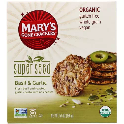 Mary's Gone Crackers, Super Seed Crackers, Basil & Garlic, 5.5 oz (155 g) Review