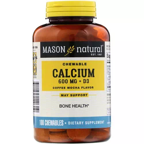 Mason Natural, Chewable Calcium + D3, Coffee Mocha Flavor, 600 mg, 100 Chewables Review