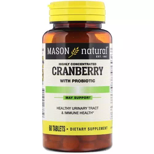 Mason Natural, Cranberry with Probiotic, Highly Concentrated, 60 Tablets Review