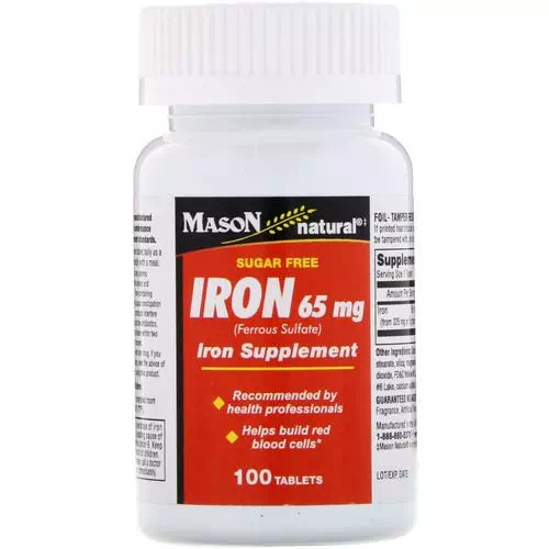 Mason Natural, Iron, Sugar Free, 65 mg, 100 Tablets Review