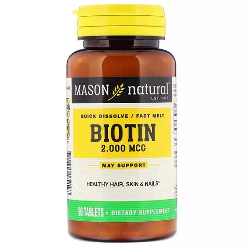 Mason Natural, Quick Dissolve, Fast Melt Biotin, 2,000 mcg, 90 Tablets Review