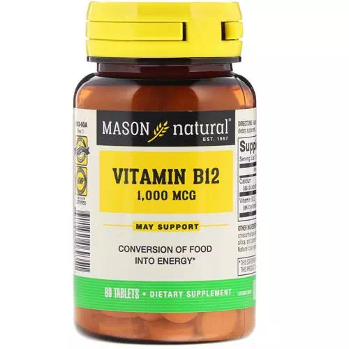 Mason Natural, Vitamin B12, 1000 mcg, 60 Tablets Review