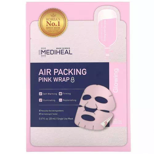 Mediheal, Air Packing, Pink Wrap Mask, 5 Sheets, 0.67 fl. oz (20 ml) Each Review