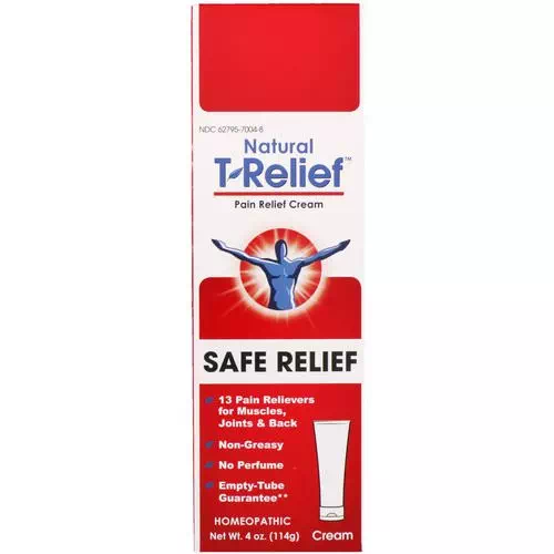 MediNatura, Natural T-Relief, Pain Relief Cream, Safe Relief, 4 oz (114 g) Review