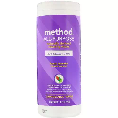 Method, All-Purpose, Naturally Derived Cleaning Wipes, French Lavender, 30 Wet Wipes Review