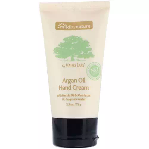 Mild By Nature, Argan Oil Hand Cream with Marula Oil & Coconut Oil plus Shea Butter, Soothing and Unscented, 2.5 oz (71 g) Review