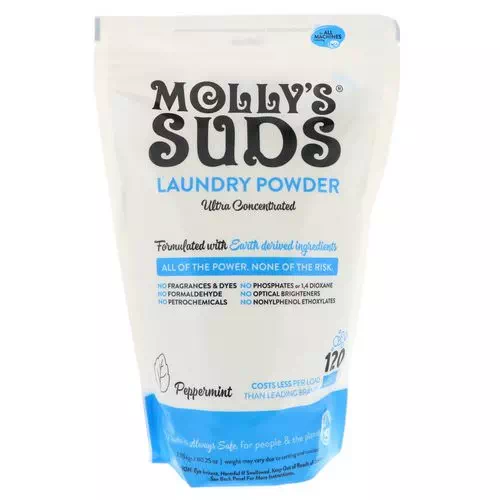 Molly's Suds, Laundry Powder, Ultra Concentrated, Peppermint, 120 Loads, 80.25 oz (2.275 kg) Review