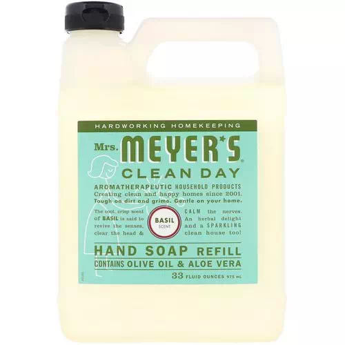 Mrs. Meyers Clean Day, Liquid Hand Soap Refill, Basil Scent, 33 fl oz (975 ml) Review