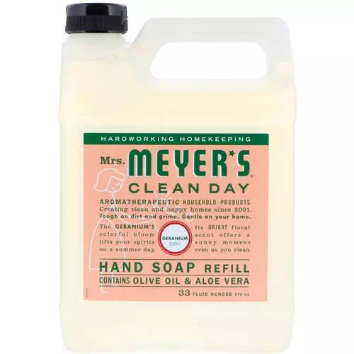 Mrs. Meyers Clean Day, Liquid Hand Soap Refill, Geranium Scent, 33 fl oz (975 ml) Review