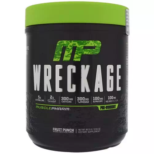 MusclePharm, Wreckage Pre-Workout, Fruit Punch, 12.61 oz (357.5 g) Review