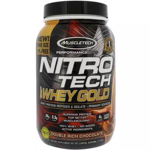 Muscletech, Nitro Tech, 100% Whey Gold, Double Rich Chocolate, 2.24 lbs (1.02 kg) Review