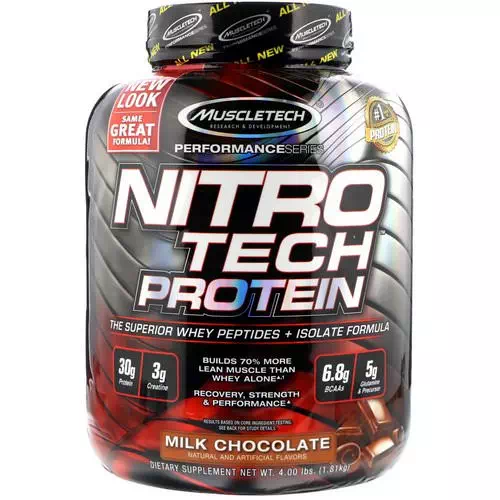 Muscletech, NitroTech, Whey Peptides & Isolate Primary Source, Milk Chocolate, 4.00 lbs (1.81 kg) Review