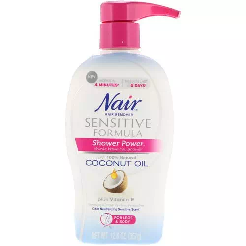 Nair, Shower Power, Hair Remover Cream with Coconut Oil Plus Vitamin E, 12.6 oz (357 g) Review