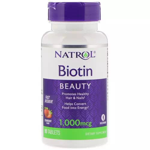 Natrol, Biotin, Fast Dissolve, Strawberry Flavor, 1,000 mcg, 90 Tablets Review