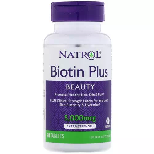 Natrol, Biotin Plus, Extra Strength, 5,000 mcg, 60 Tablets Review