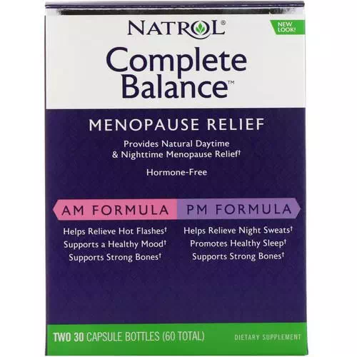 Natrol, Complete Balance, Menopause Relief, AM/PM, Two Bottles 30 Capsules Each Review