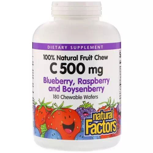 Natural Factors, 100% Natural Fruit Chew C, Blueberry, Raspberry and Boysenberry, 500 mg, 180 Chewable Wafers Review