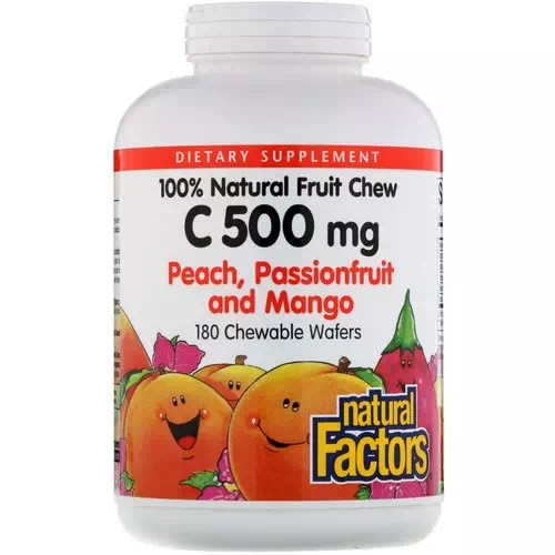 Natural Factors, 100% Natural Fruit Chew C, Peach, Passionfruit and Mango Flavor, 500 mg, 180 Chewable Wafers Review