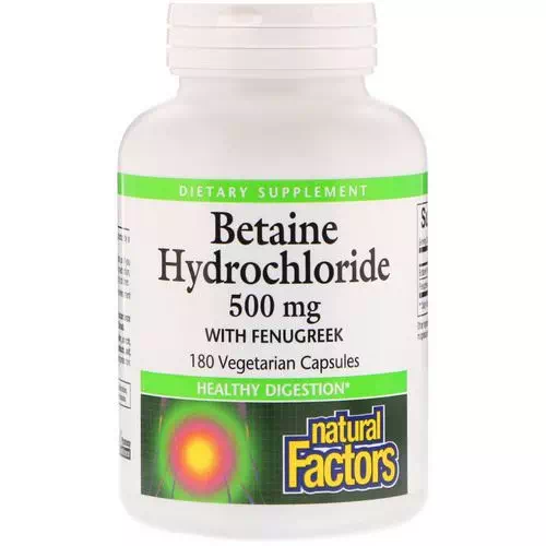 Natural Factors, Betaine Hydrochloride, with Fenugreek, 500 mg, 180 Vegetarian Capsules Review