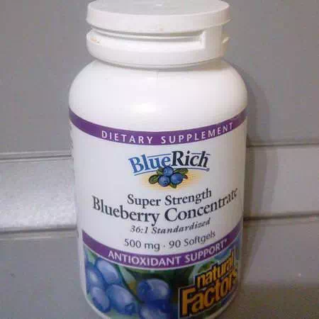 Natural Factors, BlueRich, Super Strength, Blueberry Concentrate, 500 mg, 90 Softgels Review