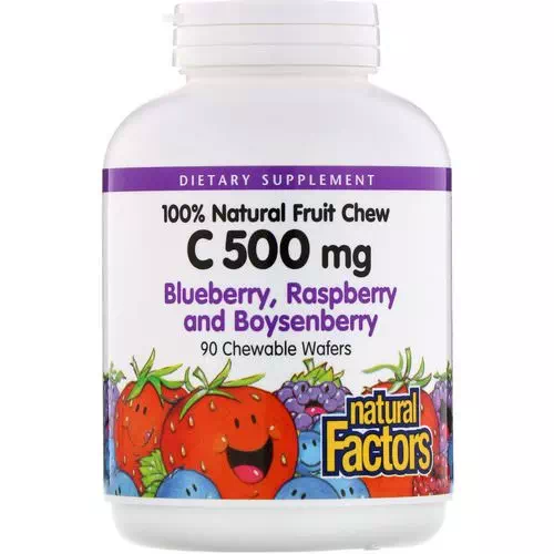 Natural Factors, 100% Natural Fruit Chew C, Blueberry, Raspberry and Boysenberry, 500 mg, 90 Chewable Wafers Review