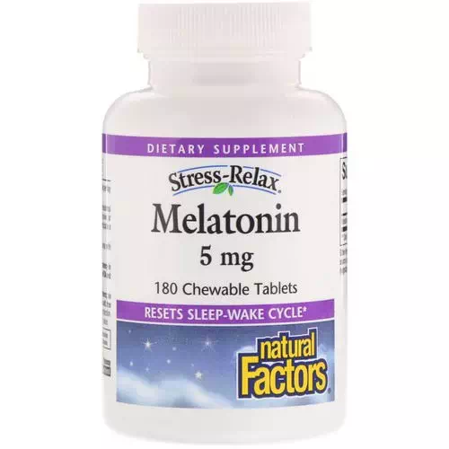 Natural Factors, Stress-Relax, Melatonin, 5 mg, 180 Chewable Tablets Review