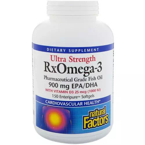 Natural Factors, Ultra Strength, RxOmega-3, with Vitamin D3, 900 mg EPA/DHA, 150 Enteripure Softgels Review