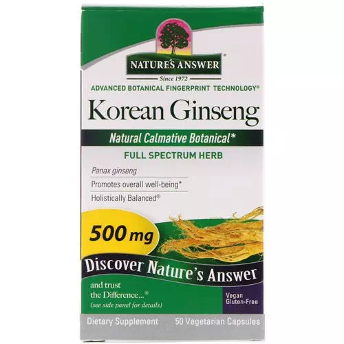 Nature's Answer, Korean Ginseng, 500 mg, 50 Vegetarian Capsules Review