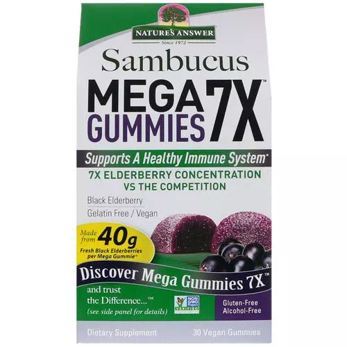 Nature's Answer, Sambucus Mega Gummies 7X, Black Elderberry, 30 Vegan Gummies Review