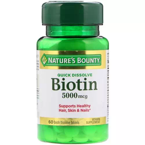 Nature's Bounty, Biotin, 5000 mcg, 60 Quick Dissolve Tablets Review