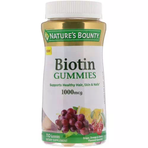 Nature's Bounty, Biotin Gummies, Grape, Orange & Cherry Flavored, 1000 mcg, 110 Gummies Review